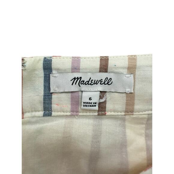 Madewell Women's Flecked Rainbow Stripe Print Button Slit Midi Skirt Size 6 - Picture 9 of 10